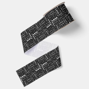 Ruban Gros-grain Amour blanc Fond noir
