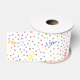 Ruban Gros-grain Anniversaire confetti arc-en-ciel