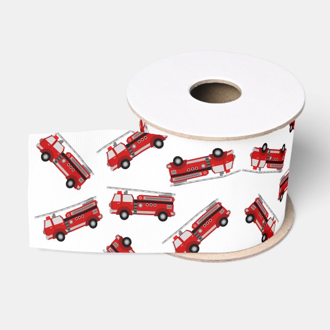 Ruban Gros-grain Anniversaire de enfant de camion de feu rouge mou (Bobine)