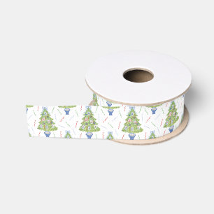Ruban Gros-grain Aquarelle Mahjong Christmas Tree
