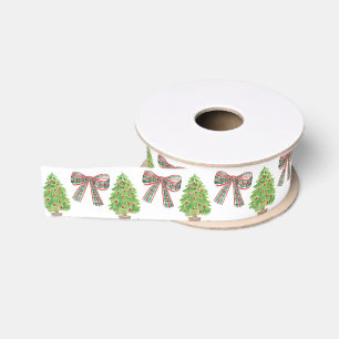 Ruban Gros-grain Aquarelle Plaid Bow et Noël Topio