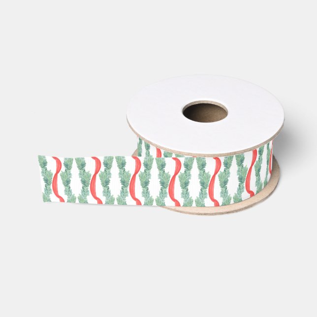 Ruban Gros-grain Aquarelle Rouge & Vert Garland & Rubans (Bobine)