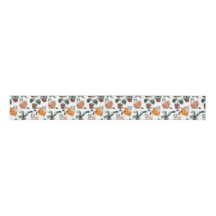 Ruban Gros-grain Art de trait dessin chats et fleurs