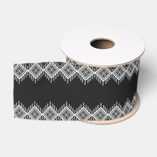 Ruban Gros-grain Art tribal noir et blanc
