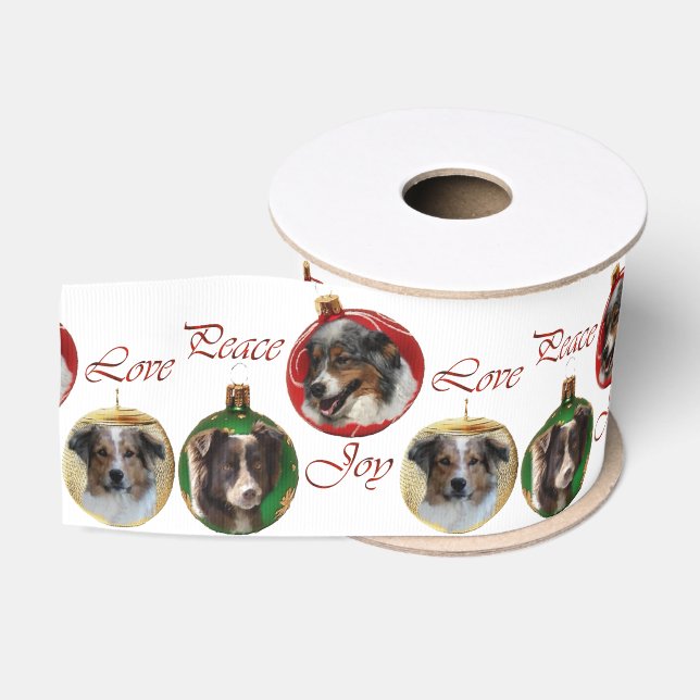 Ruban Gros-grain Australian Shepherd Christmas Joyeux (Bobine)