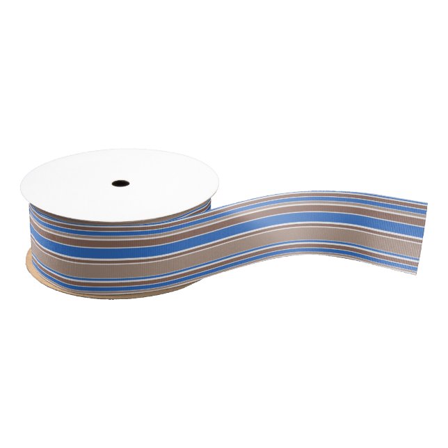 Ruban Gros-grain Bandes Brown et bleues (Bobine)