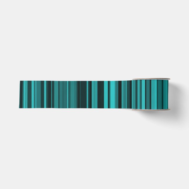 Ruban Gros-grain Bandes noires turquoises (Devant)