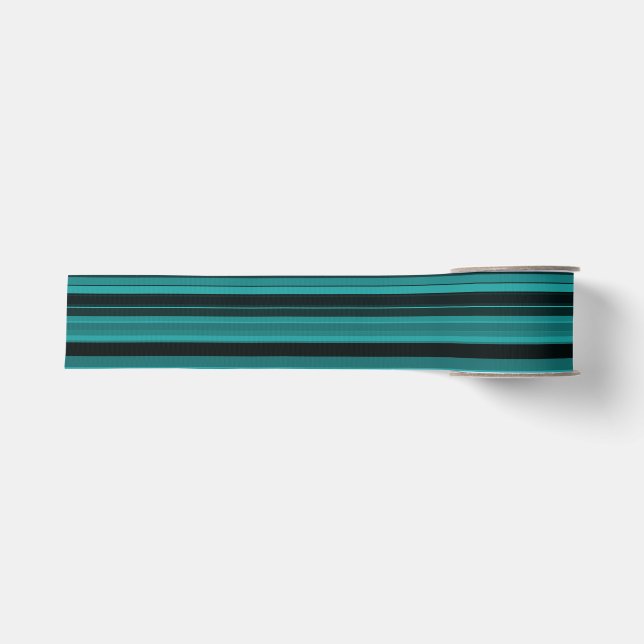 Ruban Gros-grain Bandes noires turquoises (Devant)