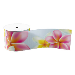 Ruban Gros-grain Beau groupe tropical de fleurs de Plumeria