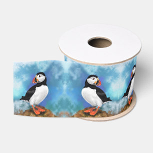 Ruban Gros-grain Beau Puffin Atlantique Ribbon - Peinture