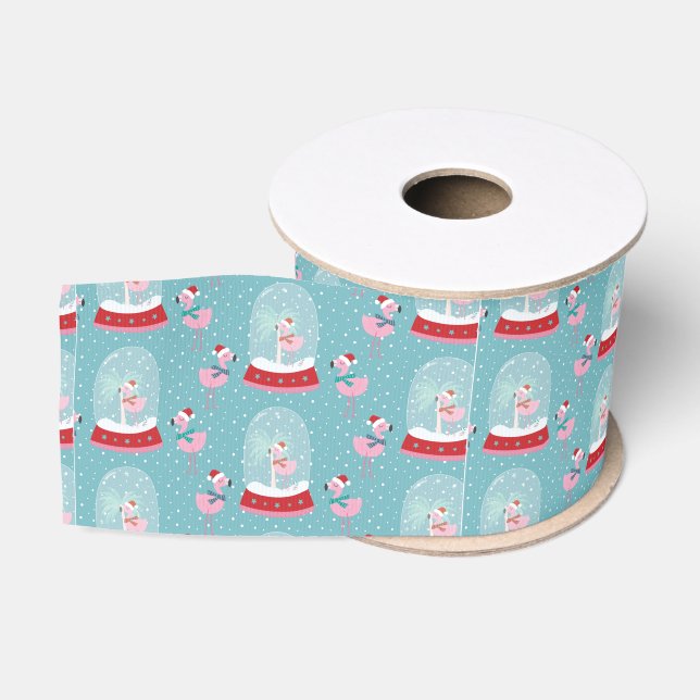 Ruban Gros-grain Belle boule de neige flamingo (Bobine)