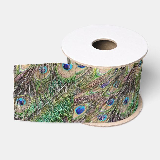 Ruban Gros-grain Belles plumes de paon (Bobine)