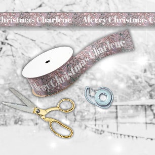 Ruban Gros-grain Bénédictions de Noël enneigées d'hiver rose