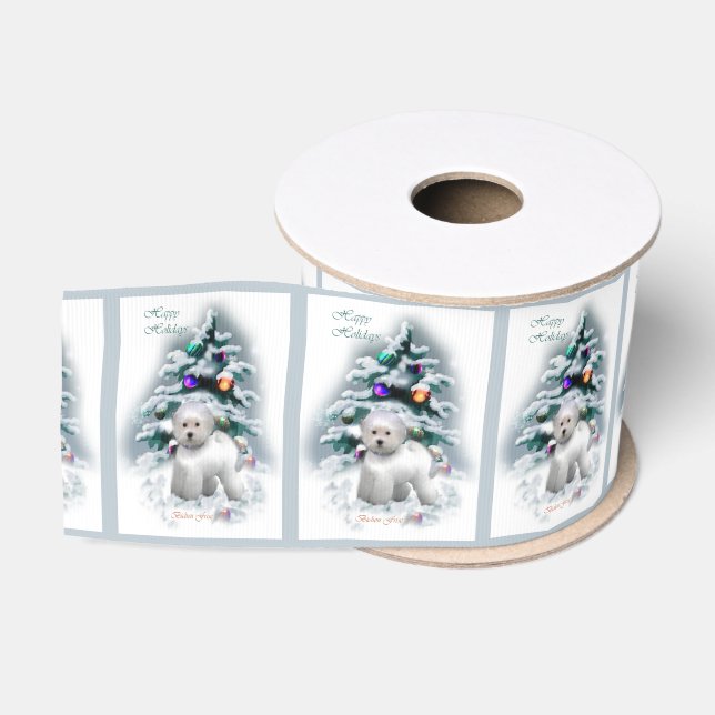 Ruban Gros-grain Bichon Frise Christmas (Bobine)