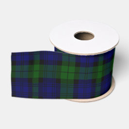 Ruban Gros-grain Black Watch Tartan bleu vert Plaid