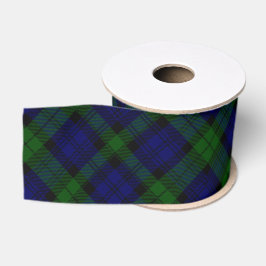Ruban Gros-grain Black Watch Tartan bleu vert Plaid
