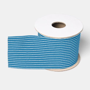 Ruban Gros-grain Bleu et blanc avec lignes inégales