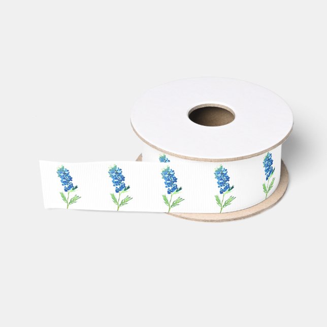 Ruban Gros-grain Bluebonnets Fleurs Bleues Texas Texan Floral (Bobine)