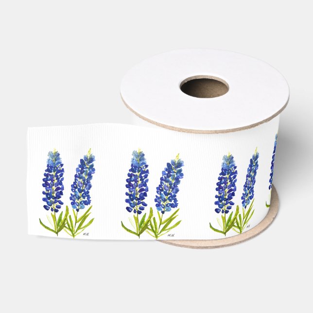 Ruban Gros-grain Bluebonnets Fleurs Bleues Texas Texan Floral (Bobine)
