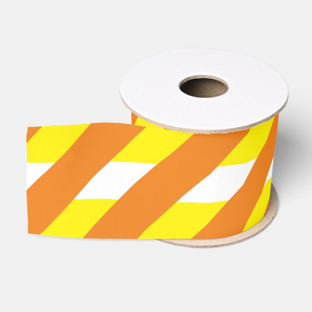Ruban Gros-grain Bonbons d'Halloween jaune, orange et blanc (Bobine)