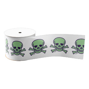 Ruban Gros-grain Boule de ruban blanc crâne vert
