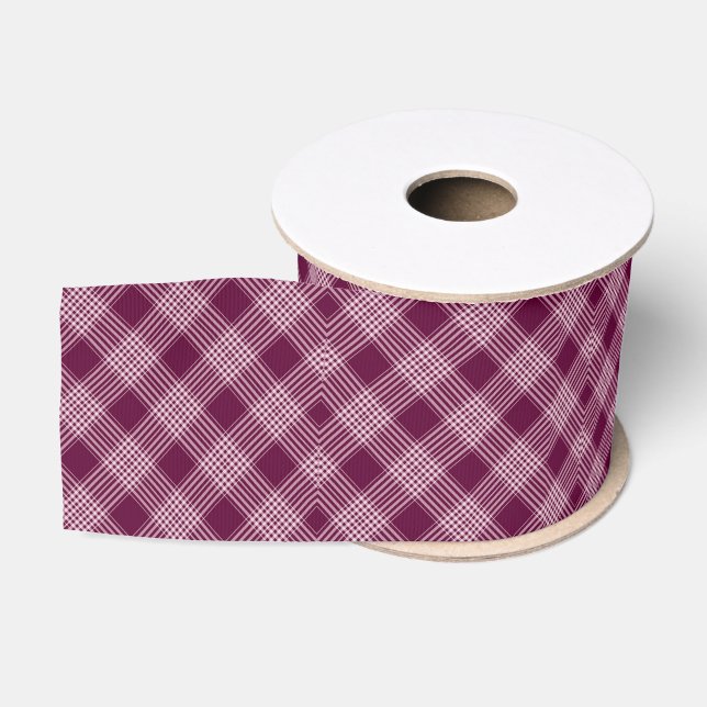 Ruban Gros-grain Bourgogne Et Plaid Blanc (Bobine)