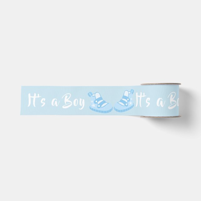 Ruban Gros-grain Bow Ribbon C'est un bébé Chaussure Bleu Ruban (Devant)