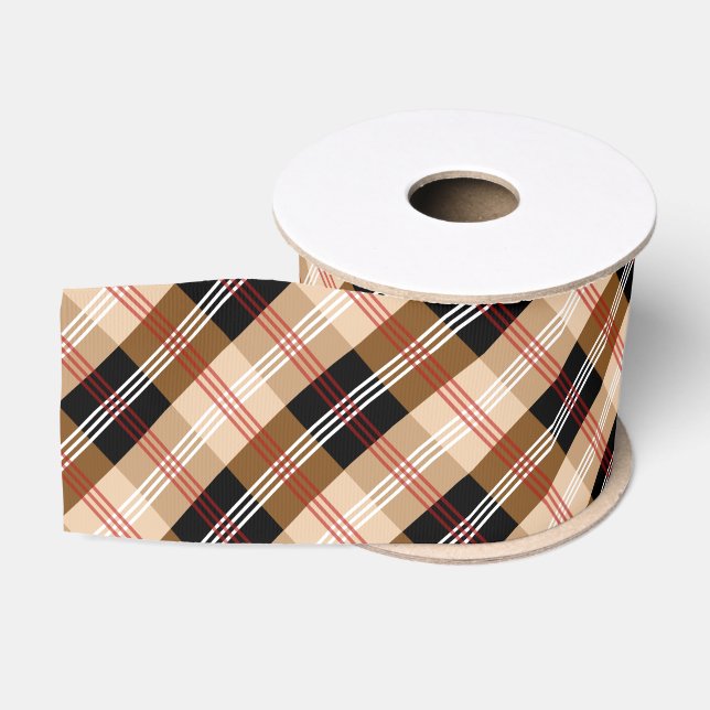 Ruban Gros-grain Britanniques noir et tartan (Bobine)