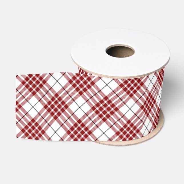 Ruban Gros-grain Buchanan tartan rouge blanc plaid (Bobine)