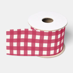 Ruban Gros-grain Buffalo Check Red Grosgrain Simple Noël