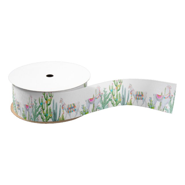 Ruban Gros-grain Cactus bohémiens 1,5 po Grosgrain Ribbon Boho Llam (Bobine)