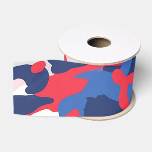 Ruban Gros-grain Camo Patriotique Rouge Blanc Bleu USA Liberté Mili