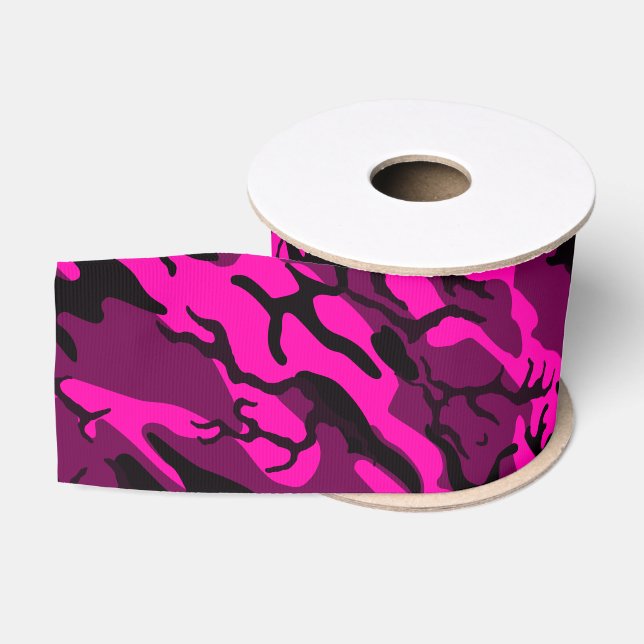 Ruban Gros-grain Camo rose étranger (Bobine)