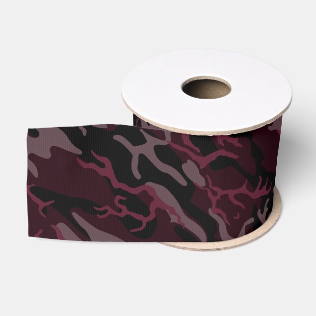 Ruban Gros-grain Camo rouge foncé (Bobine)