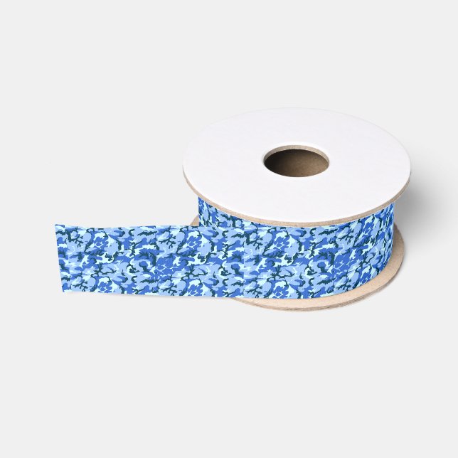 Ruban Gros-grain Camouflage bleu ciel Woodland (Bobine)