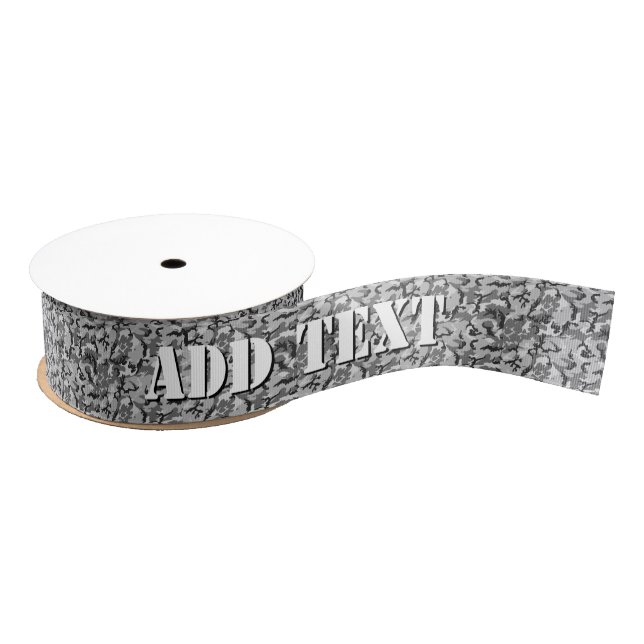Ruban Gros-grain Camouflage urbain - noir et gris (Bobine)
