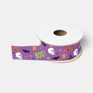 Ruban Gros-grain Caractères d'Halloween violet