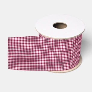 Ruban Gros-grain Carreaux Burgundy Blanc