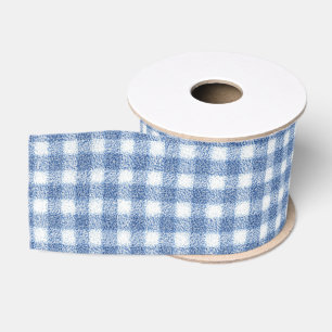 Ruban Gros-grain Carreaux Gingham Bleu et Blanc Classiques