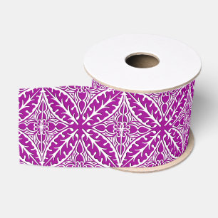Ruban Gros-grain Carreaux marocains - améthyste violet et blanc