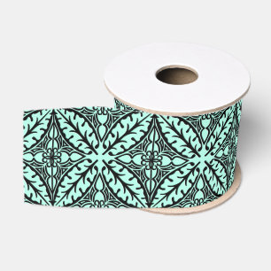 Ruban Gros-grain Carreaux marocains - bleu aqua et noir