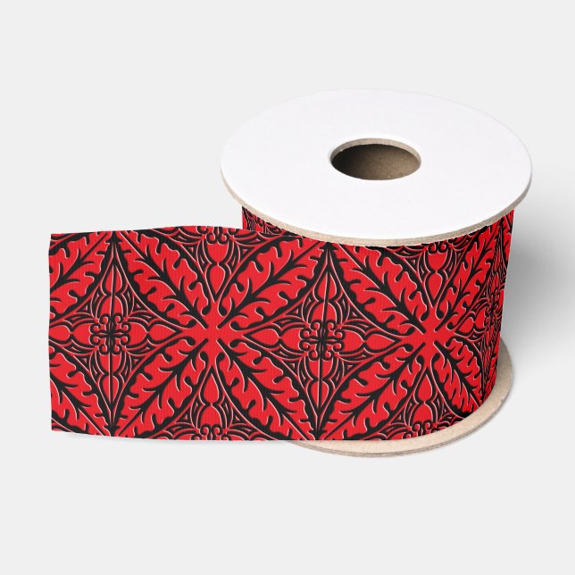 Ruban Gros-grain Carreaux marocains - rouge foncé et noir (Bobine)