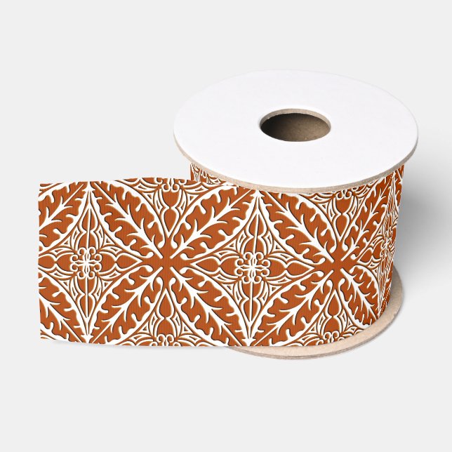 Ruban Gros-grain Carreaux marocains - rouille brun et blanc (Bobine)