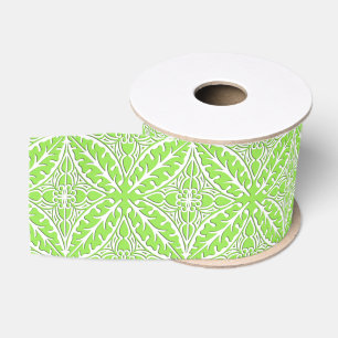 Ruban Gros-grain carreaux marocains - vert citron et blanc