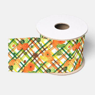 Ruban Gros-grain Cas de Leaves Pumkin Plaid Pattern