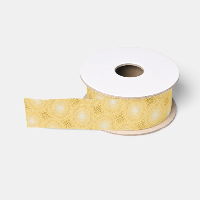 Ruban Gros-grain Cercles jaunes motif (Bobine)
