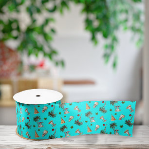 Ruban Gros-grain Chaleureux Noël Snowman Motif Aqua Ribbon