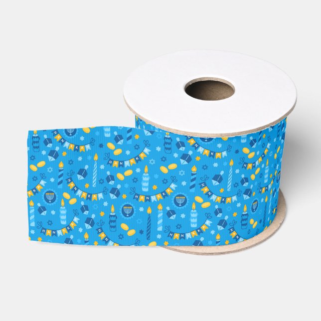 Ruban Gros-grain Chanukah Streamers Hanoukka Dreidels Bannières (Bobine)