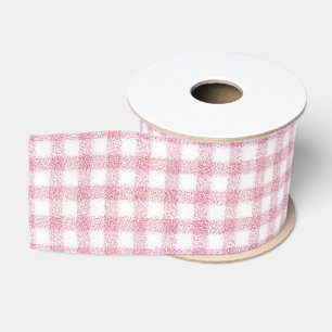 Ruban Gros-grain Charme Gingham Rose et Blanc Velouté