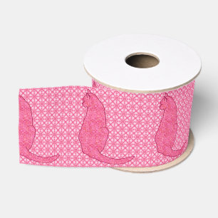 Ruban Gros-grain Chat japonais - Fuchsia Pink Batik